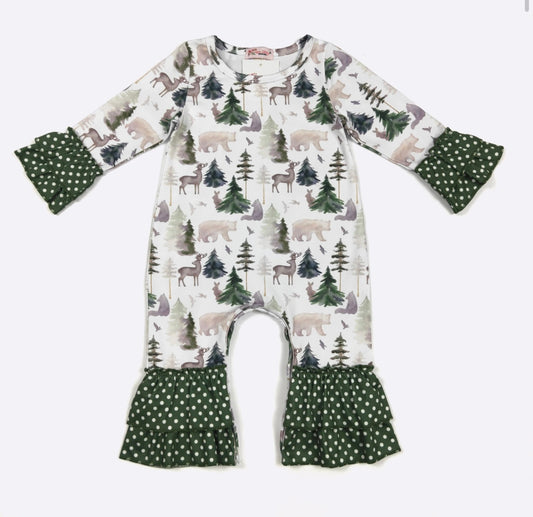 Clothing for Baby Girl -Emerald Woodland Baby Romper