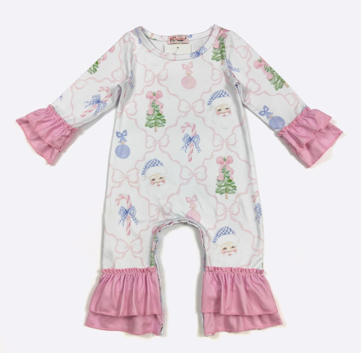 Clothing for Baby Girl - Santa Gingham Bows Baby Romper