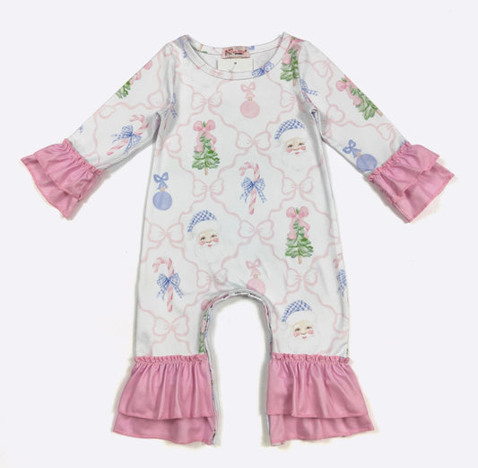 Clothing for Baby Girl - Santa Gingham Bows Baby Romper