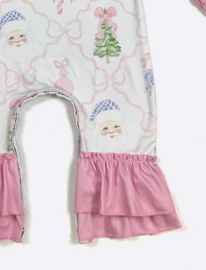 Clothing for Baby Girl - Santa Gingham Bows Baby Romper