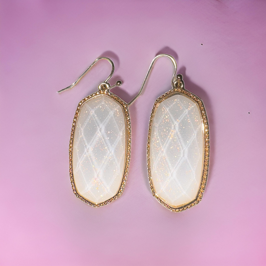 Earrings - Faceted Glitter Earrings White