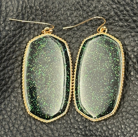 Earrings - Shimmer Black with Green
