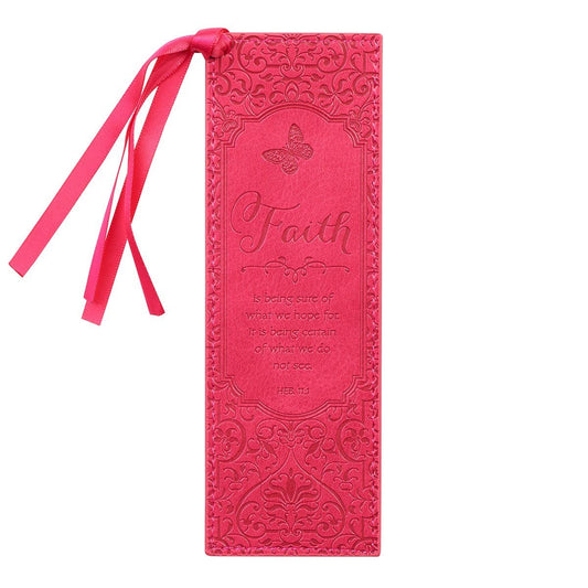 Bookmark Faux Leather Pink Faith Heb. 11:1