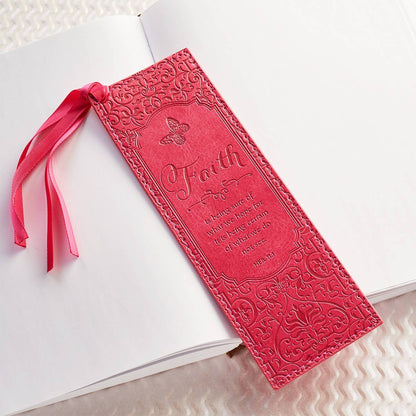 Bookmark Faux Leather Pink Faith Heb. 11:1