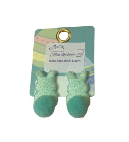 Little Bunny Peep Stud Earrings Sparkle With Puff Tail - available in 5 colors