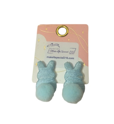 Little Bunny Peep Stud Earrings Sparkle With Puff Tail - available in 5 colors