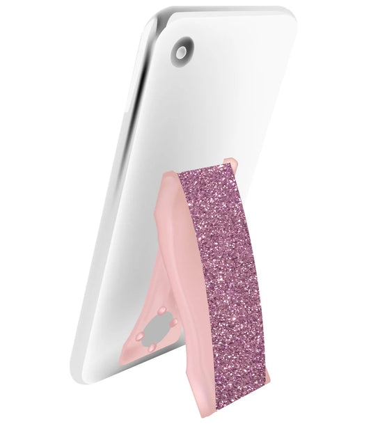 LoveHandle PRO - Pink Glitter Elastic with Kickstand