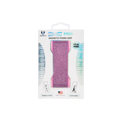 LoveHandle PRO - Pink Glitter Elastic with Kickstand