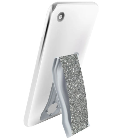 LoveHandle PRO - Silver Glitter Elastic with Kickstand