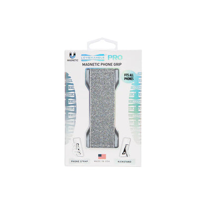 LoveHandle PRO - Silver Glitter Elastic with Kickstand