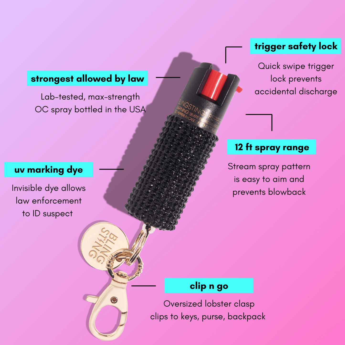 BlingSting Pepper Spray | Rhinestone - available in 4 colors