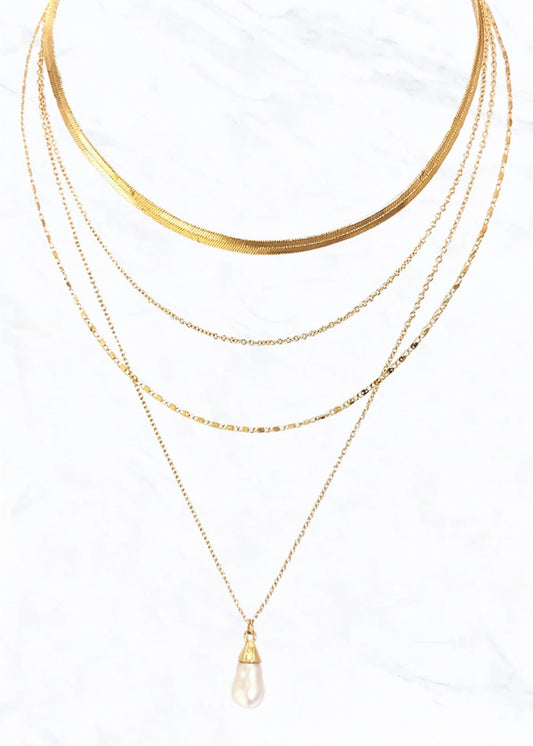 Necklace - Baroque Pearl Layered