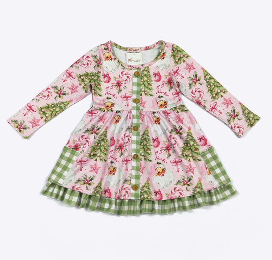 Clothing for Toddler Girl - Pink Christmas Girls Dress