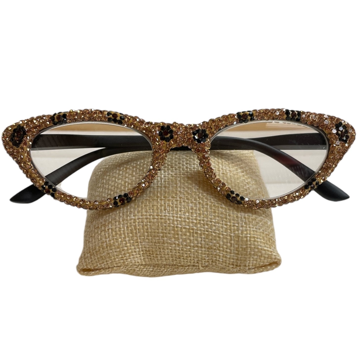Bling Bling!! Cat Eye Leopard Rhinestone Reading Glasses