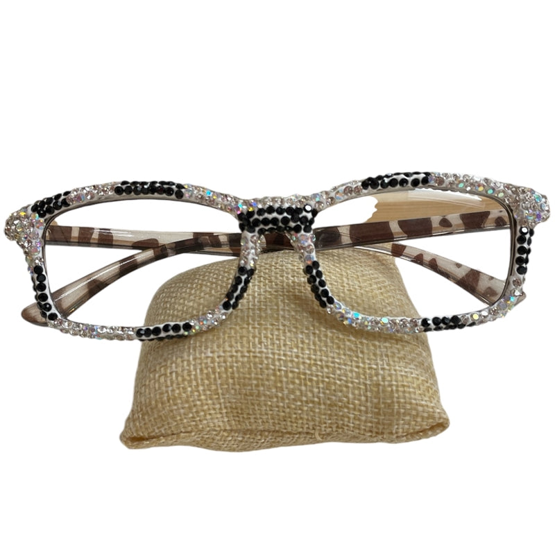 Bling Bling!! White Leopard Rhinestone Reading Glasses