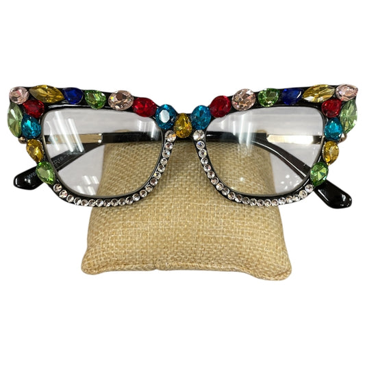 Bling Bling!! Cat Eye Large Rhinestone Multicolored Reading Glasses