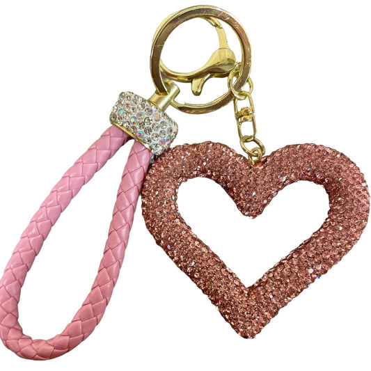 Bling Bling!! Hollow Heart Rhinestone Pave Keychain / bag charm - available in 3 colors