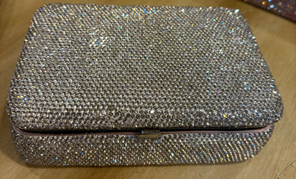 Bling Bling!! Crystal Rectangular Jewelry Case in three styles/ colors, Pink Heart, Silver & pink
