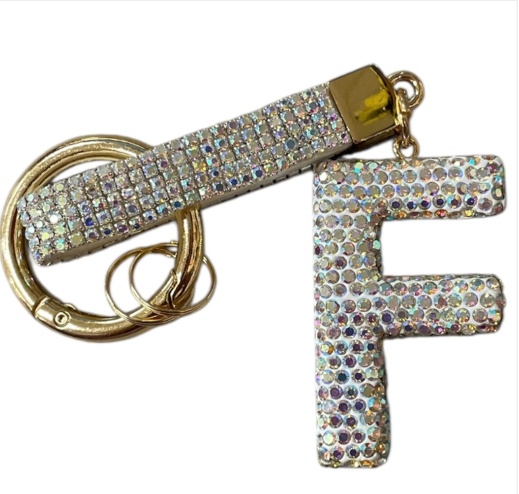 Bling Bling!! Rhinestone Initial keychain/ bag charm - available in multiple letters and 2 colors