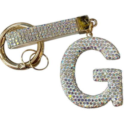 Bling Bling!! Rhinestone Initial keychain/ bag charm - available in multiple letters and 2 colors