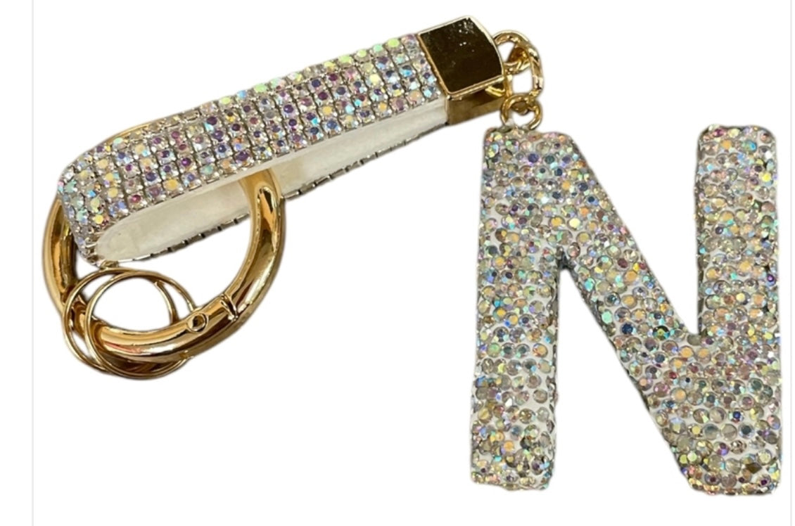 Bling Bling!! Rhinestone Initial keychain/ bag charm - available in multiple letters and 2 colors