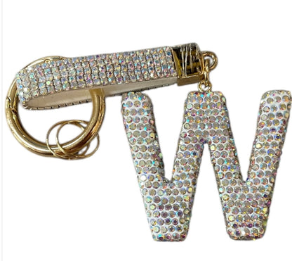 Bling Bling!! Rhinestone Initial keychain/ bag charm - available in multiple letters and 2 colors