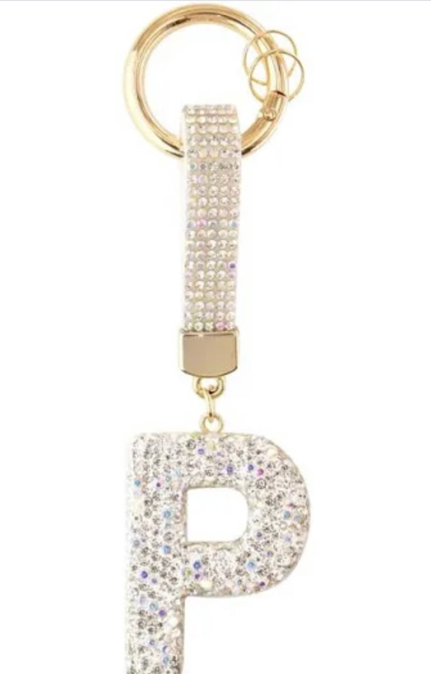 Bling Bling!! Rhinestone Initial keychain/ bag charm - available in multiple letters and 2 colors