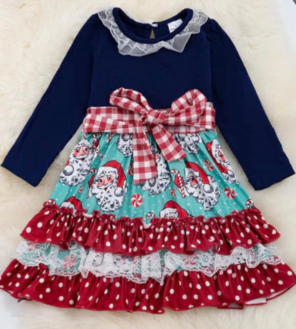 Clothing for toddler and/ or baby girl - Navy Santa Dress