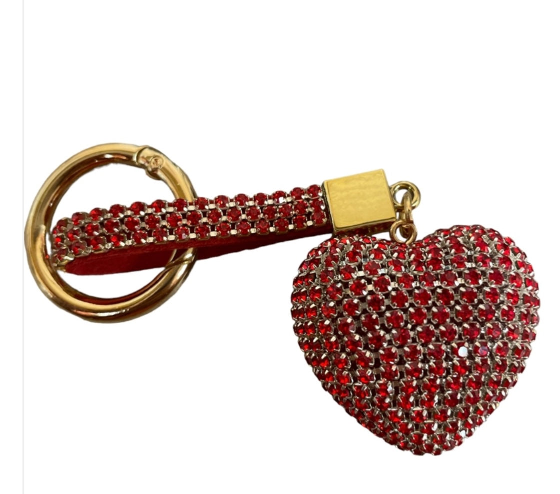 Bling Bling!! Rhinestone heart keychain/ bag charm - available in 4 colors