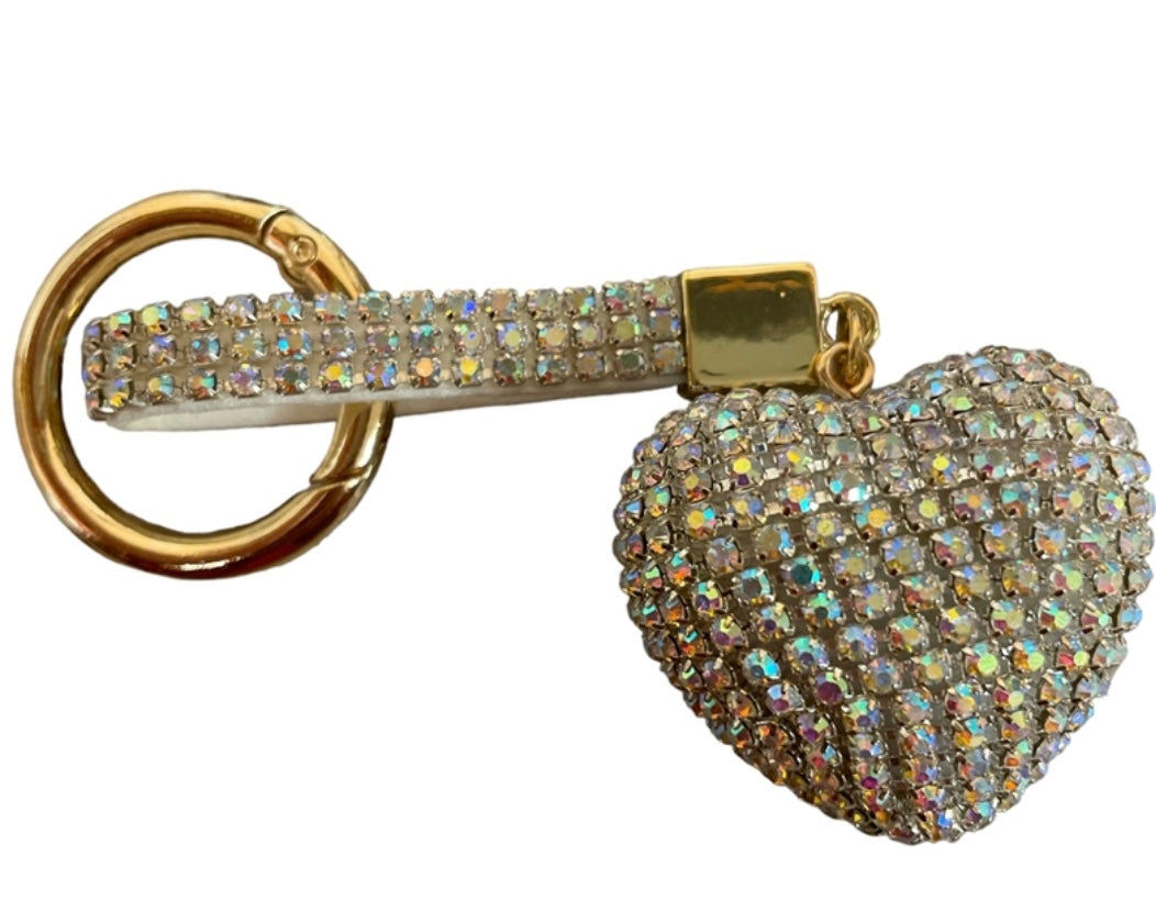 Bling Bling!! Rhinestone heart keychain/ bag charm - available in 4 colors