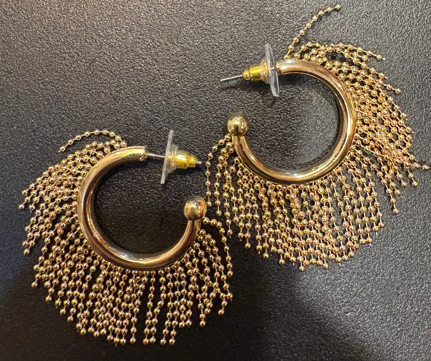 Gold Fringe Loop Earrings