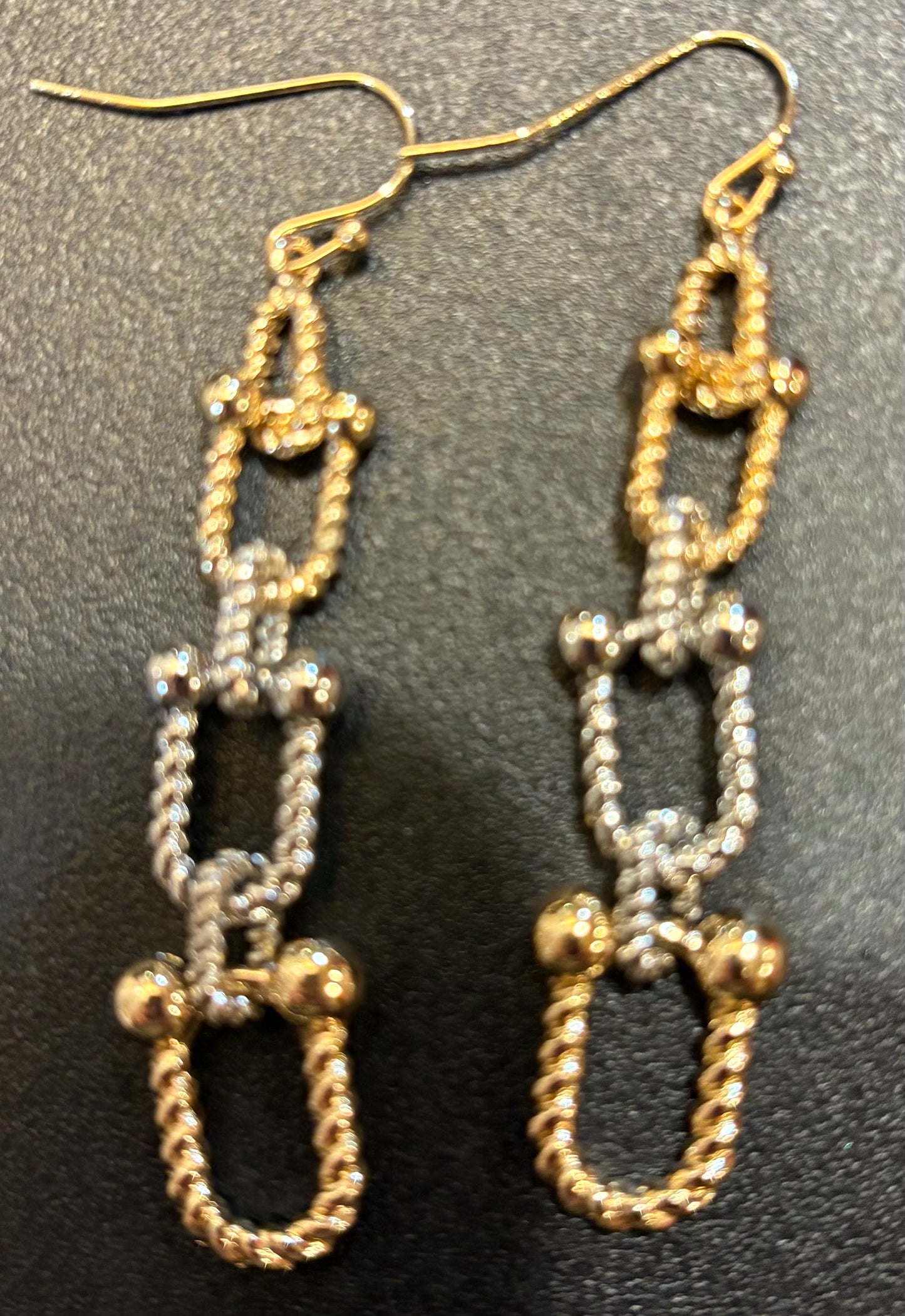 Triple Two Tone Link Earrings