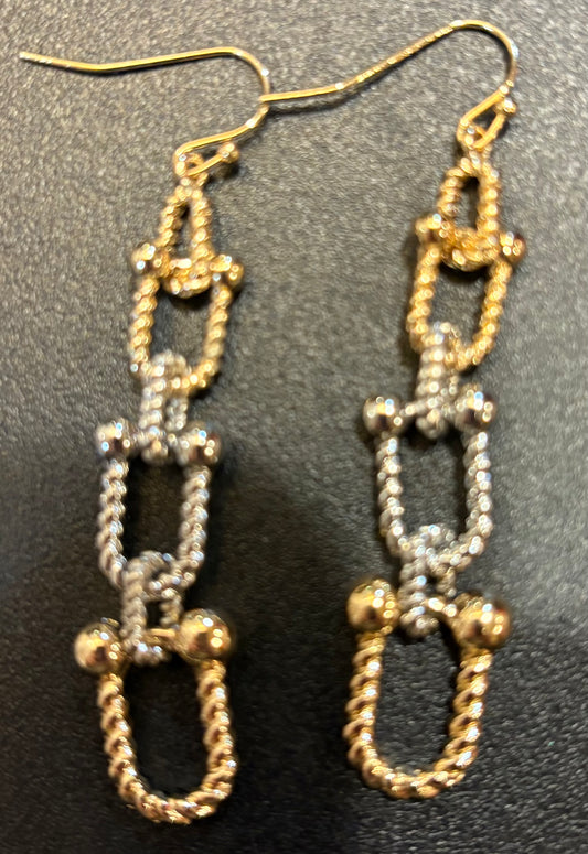 Triple Two Tone Link Earrings