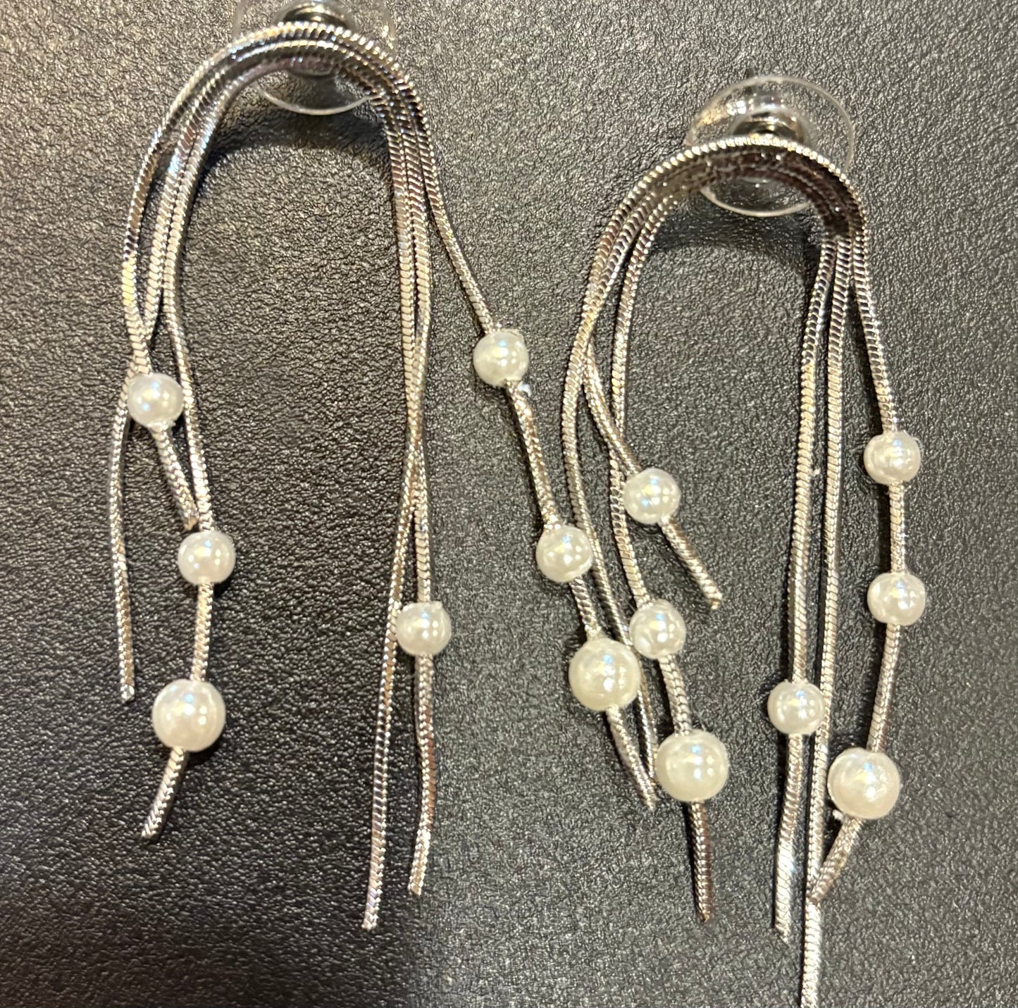 Silver U-Drop Pearl Earrings