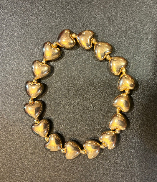 Gold Heart Bead Stretch Bracelet