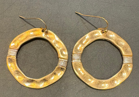Hammered Gold Loop Earrings