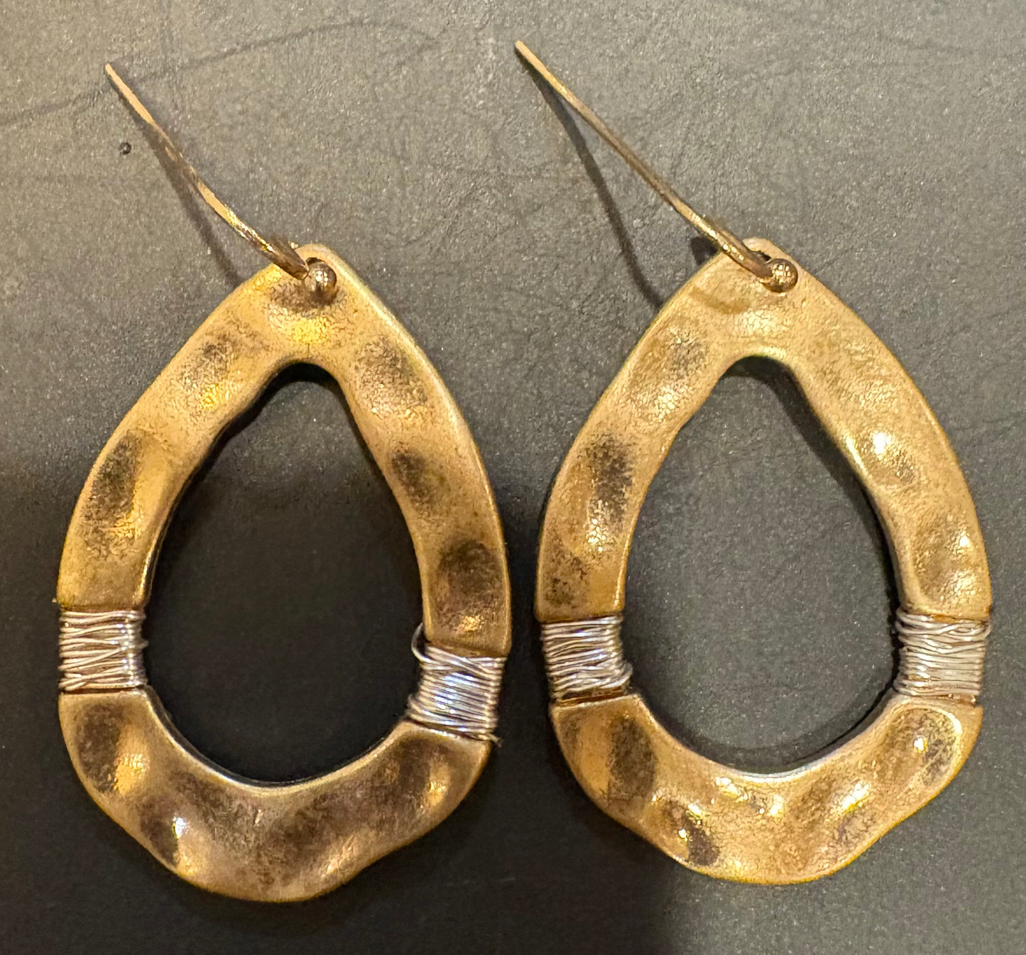 Hammered Gold Teardrop Earrings