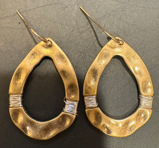 Hammered Gold Teardrop Earrings