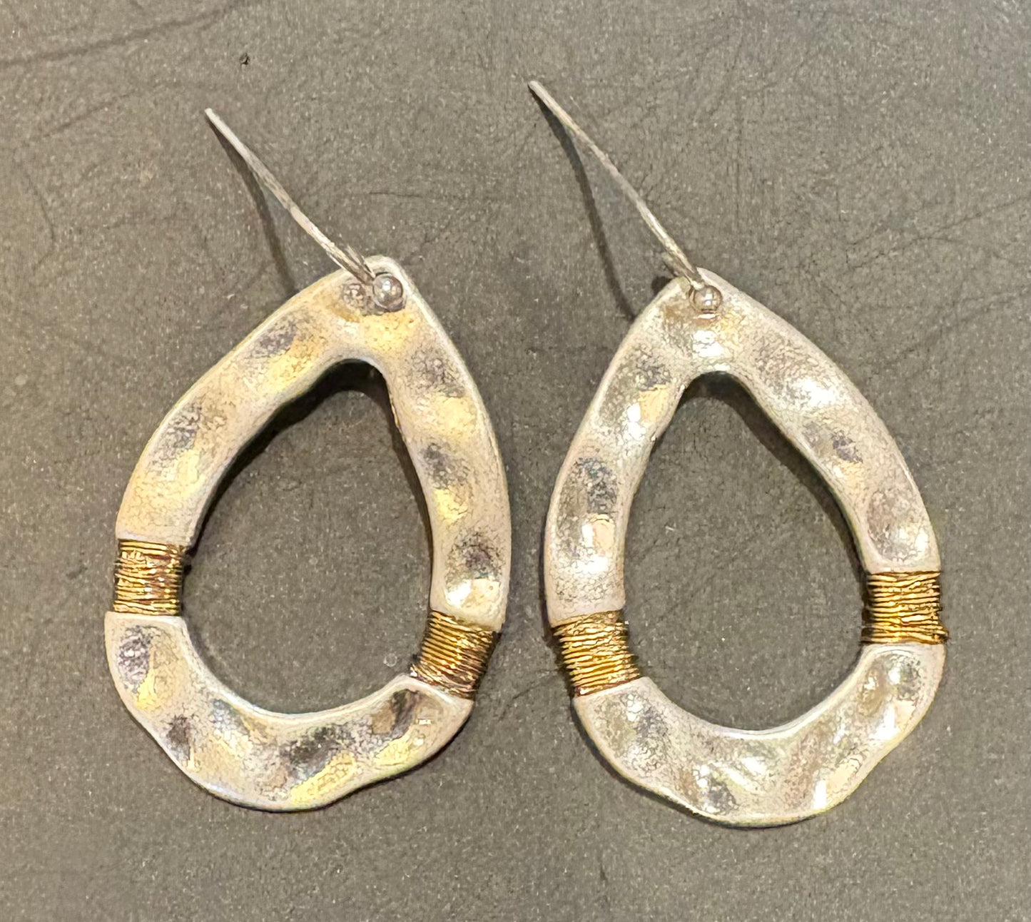 Hammered Silver Teardrop Earrings