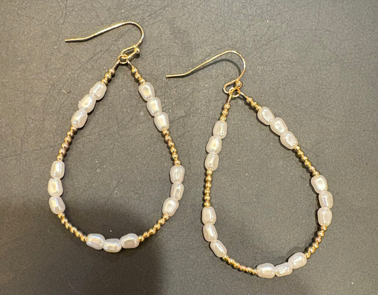 Gold & Pearl Teardrop Earrings