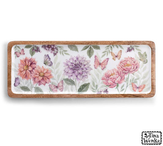 BB - Floral Mango Wood Tray