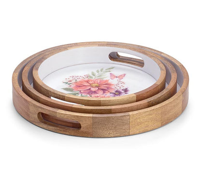 BB - Bloom Flutter Mango Wood Tray available in 3 sizes. Can be nested.