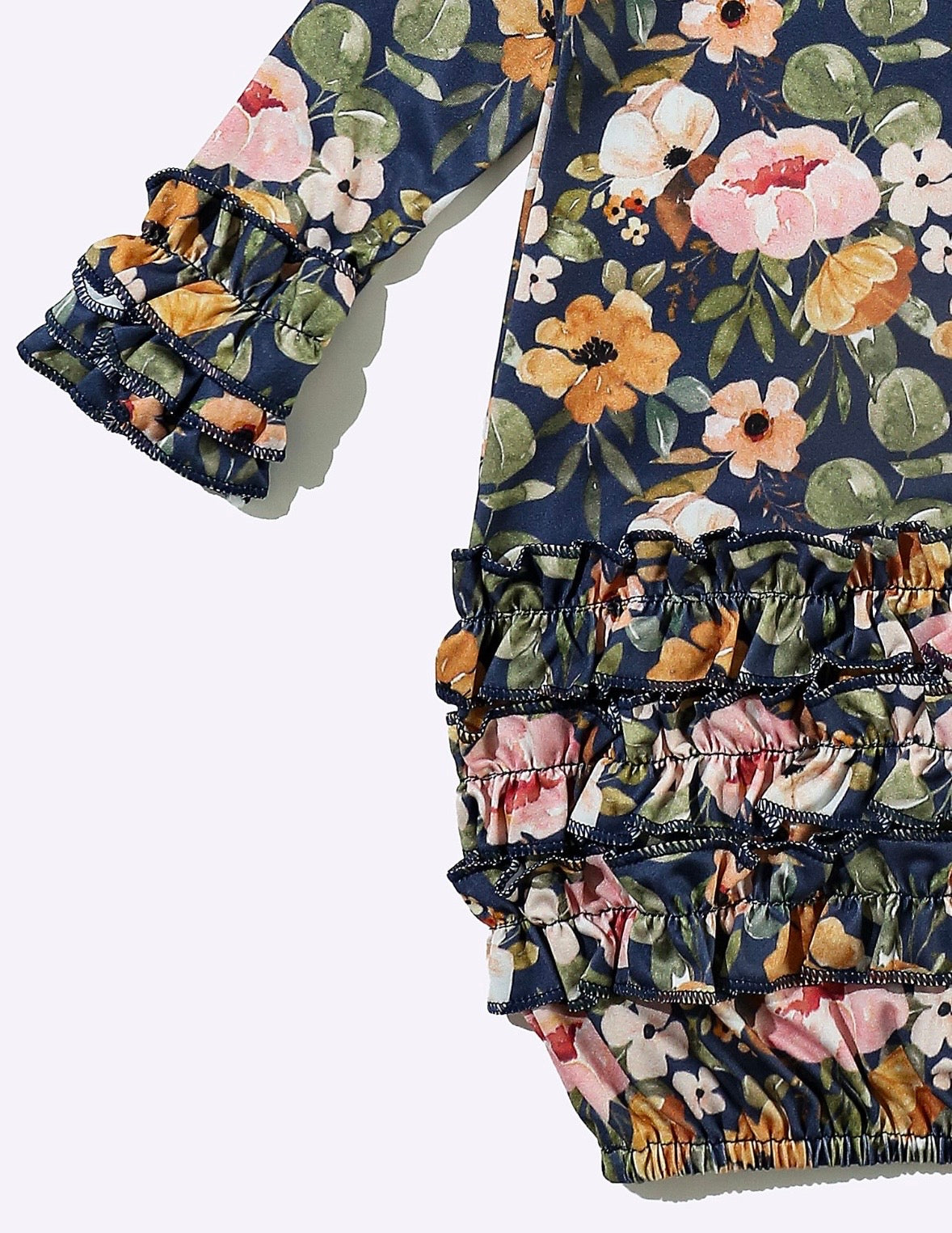 Clothing for Baby Girl - Navy Wispy Floral Baby Gown