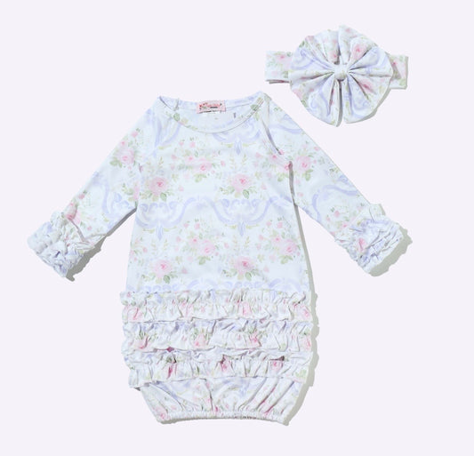 Clothing for Baby Girl - Periwinkle Scallop Baby Gown