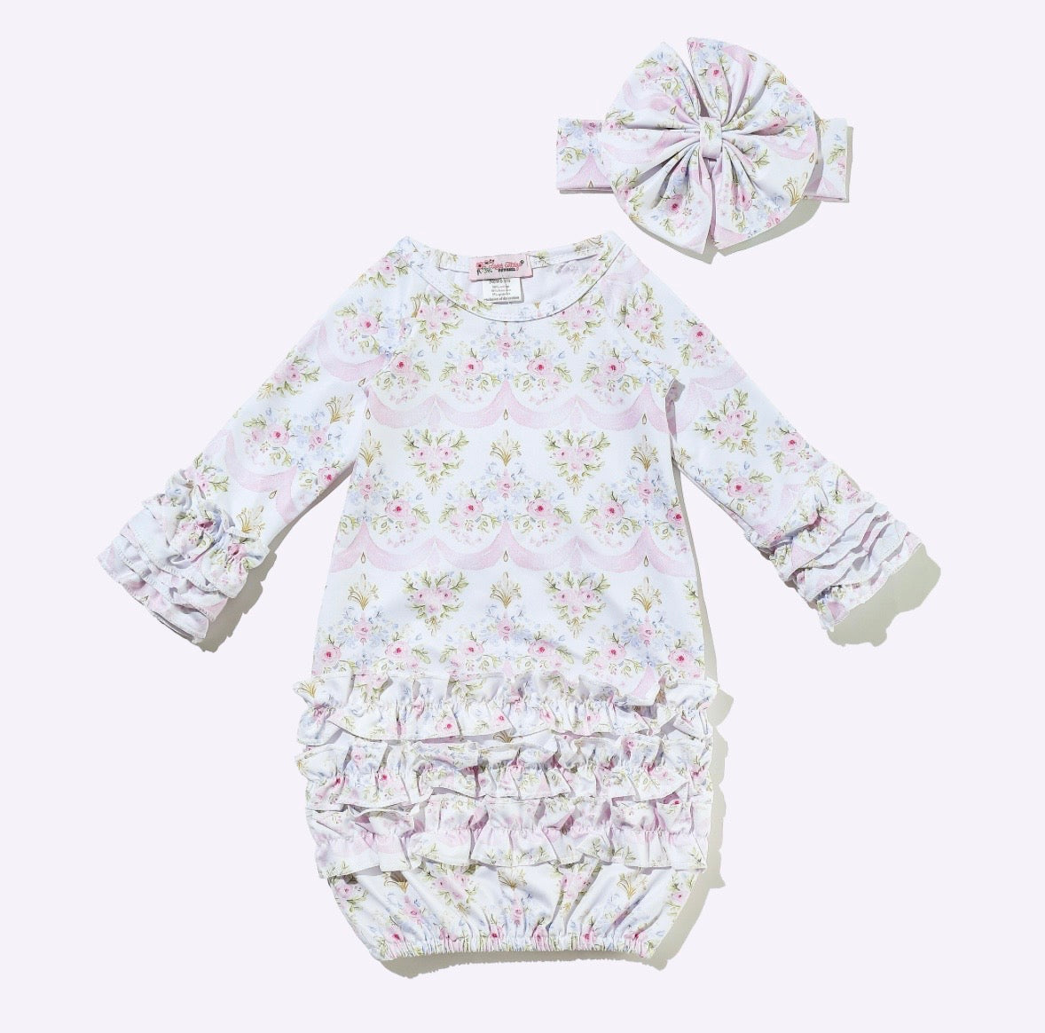 Clothing for Baby Girl - Pink Scallop Baby Gown