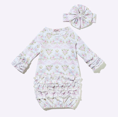 Clothing for Baby Girl - Pink Scallop Baby Gown