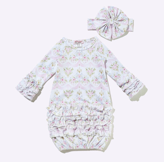 Clothing for Baby Girl - Pink Scallop Baby Gown