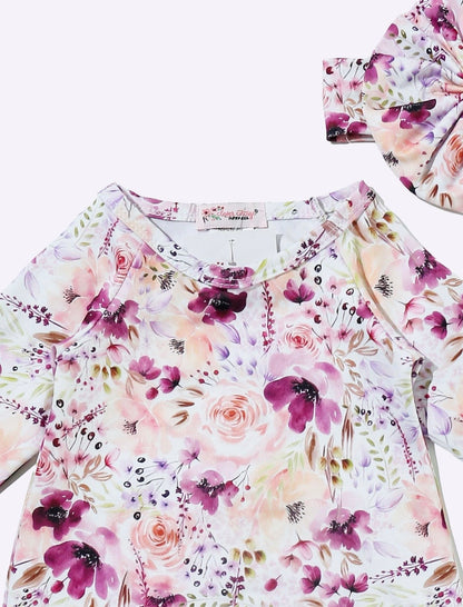 Clothing for Baby Girl - Plum Bouquet Baby Gown