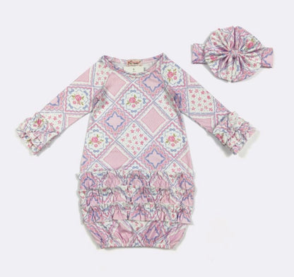 Clothing for Baby Girl - Quilted Rose Baby Gown