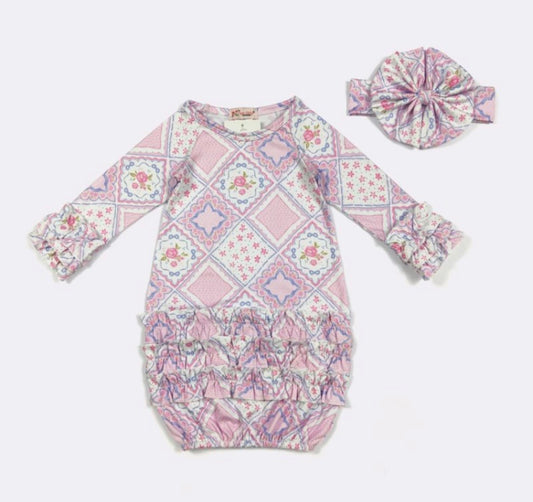 Clothing for Baby Girl - Quilted Rose Baby Gown